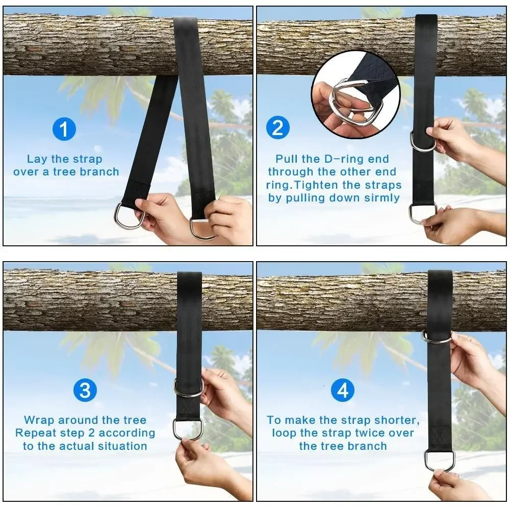 Tree Swing Hanging Straps Kit Holds 2000lb With 2 Heavy Duty Carabiner for Swings Hammock Easy Fast Installation