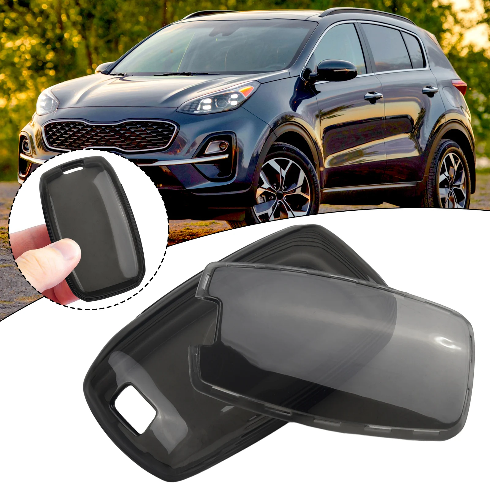 

High Quality Black Clear Key Fob Case Holder Holder Car Key Protection Case Easy To Install For Kia Sportage-Optima Sorento Soul