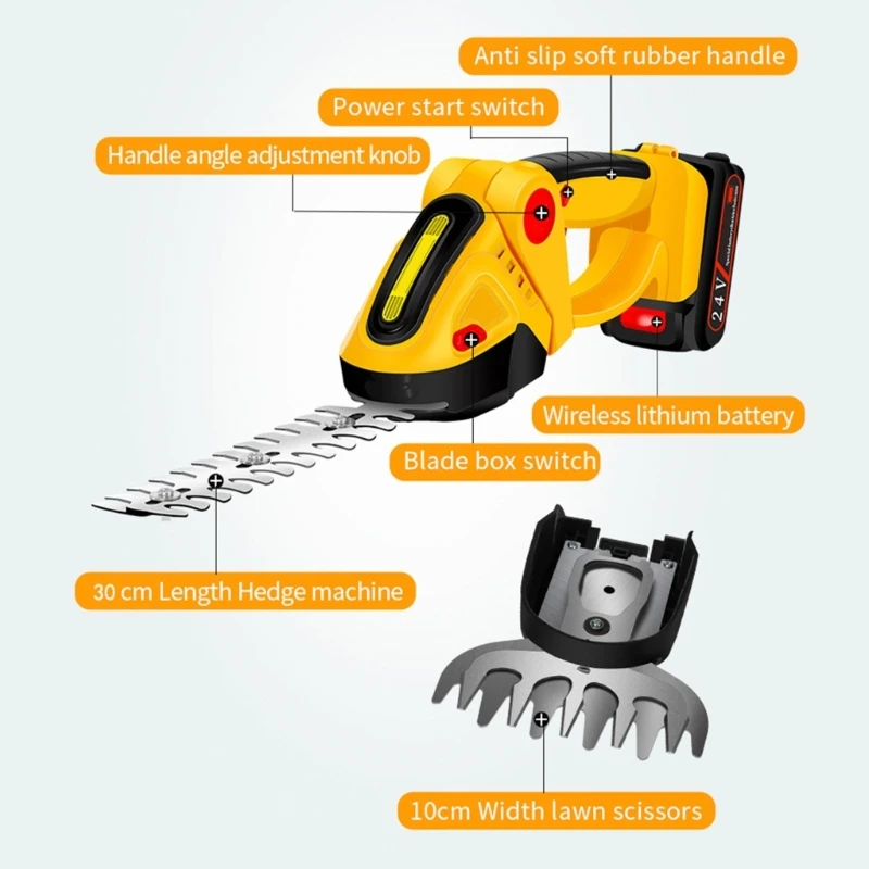 Battery Hedge Trimmer Electric Hedge Trimmer Handheld Cordless Hedge Cutter Gras M89B 6