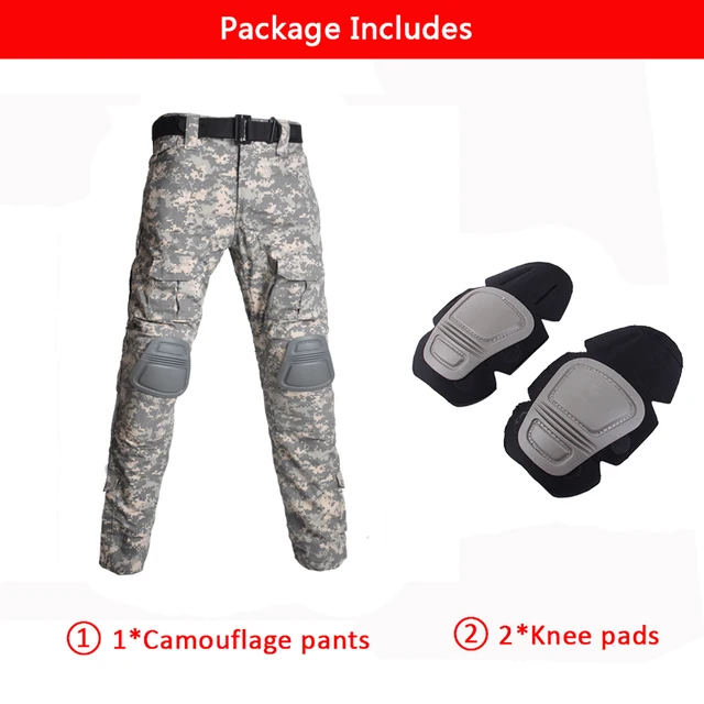 Airsoft Paintball Clothing T-shirt Outdoor &Pants with Pad Men Military Shooting Uniform Tactical Combat shirt camo Army Uniform ACU Pants