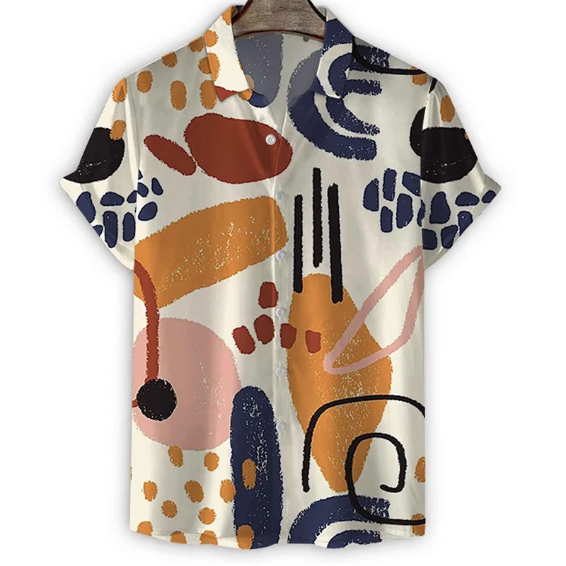 thumbnail image 1 of Camisa de moda con estampado de flores en 3D para hombre, camisas hawaianas de manga corta con solapa de verano, blusa holgada con botones y flores para la calle, 1 of 5