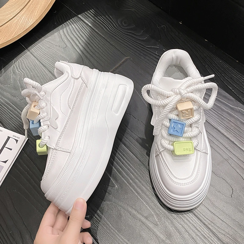 New Fashion Tide Girls Platform Shoes Candy Colored Lace-up
