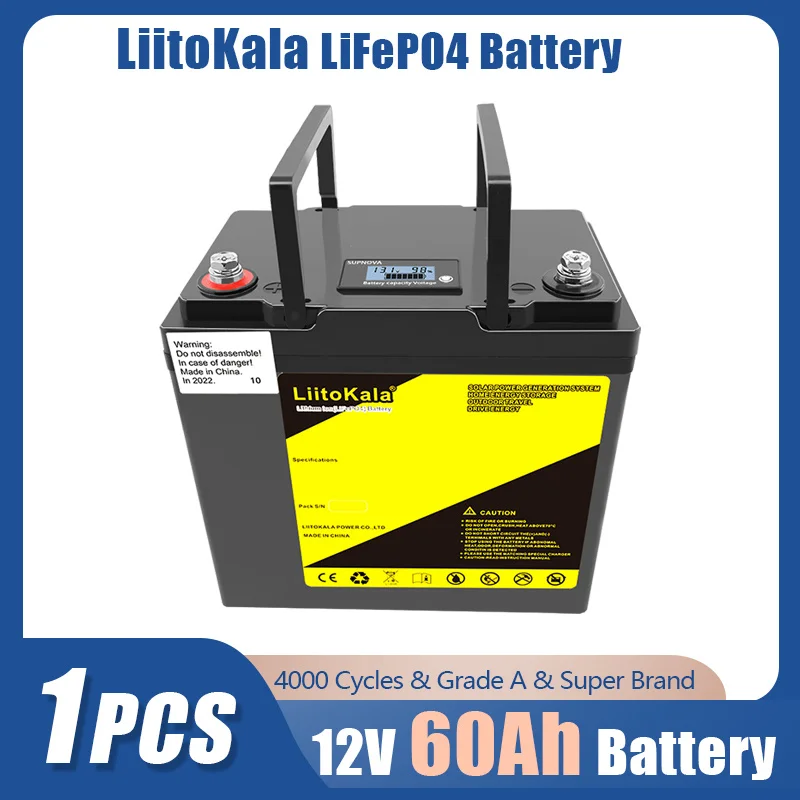 LiitoKala12V/12.8V50Ah30Ah40Ah60Ah/90AhLiFePO4BatteryCampersWaterproofGolfCartBatteryOff-RoadOff-gridSolarenergy