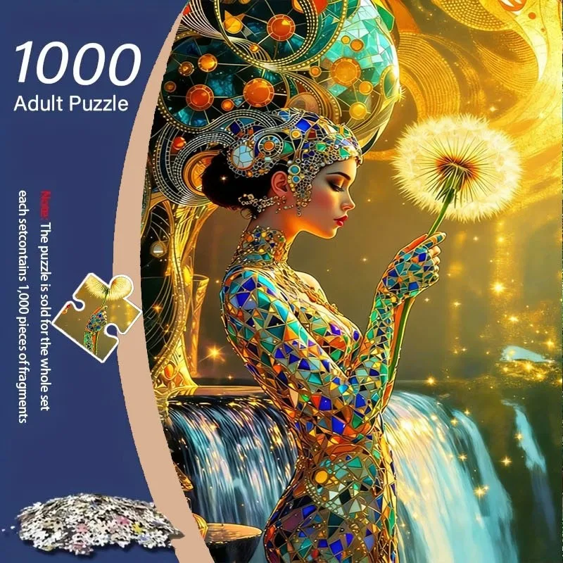 1000pcs Mosaic Woman Puzzle - Portable DIY Jigsaw Suitable for Adults, Challenging Picture with Pieces, Stress-Relieving Activ