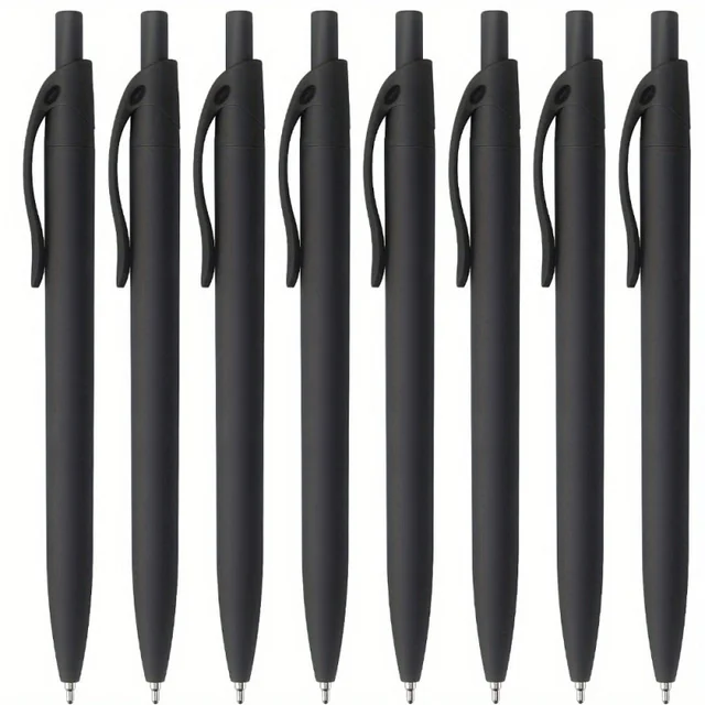 8 Black Round Ballpoint Pens - Retractable, Black Click Pens, Medium Nib, Smooth Ink Pens, 1.0mm Black Ink 1