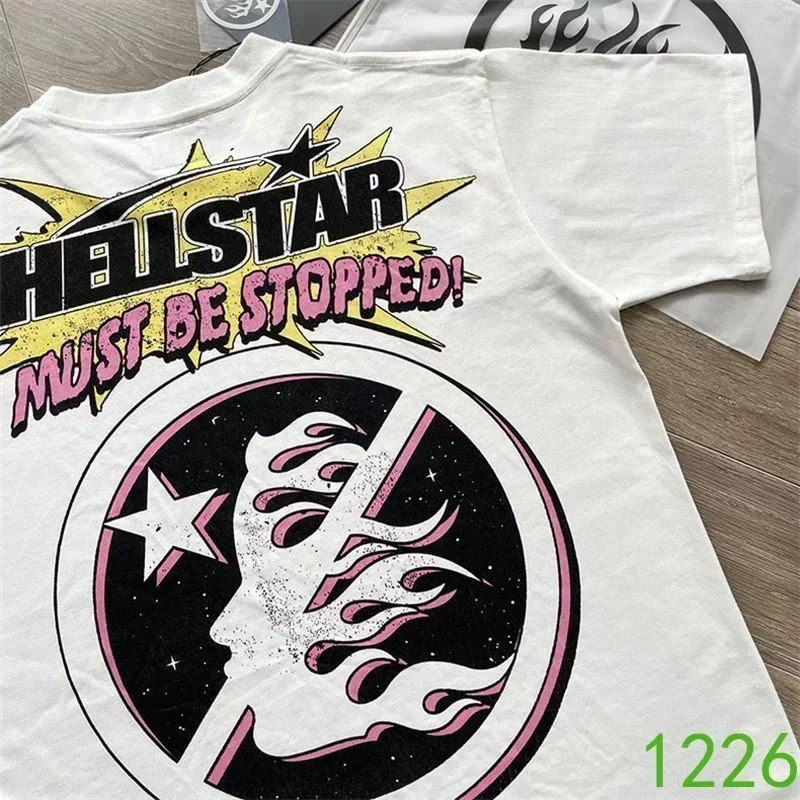 

Новинка, футболка 24ss HELLSTAR Bresking для мужчин и женщин, лучшее качество, белая футболка большого размера из чистого хлопка