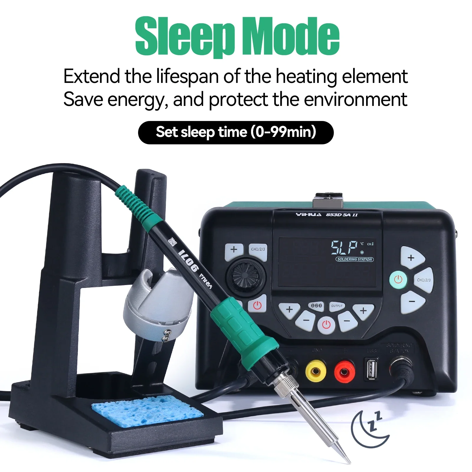 Источник питания постоянного тока YIHUA 853D 5A II с паяльной станцией горячим воздухом 970 Вт, паяльная станция 3 в 1