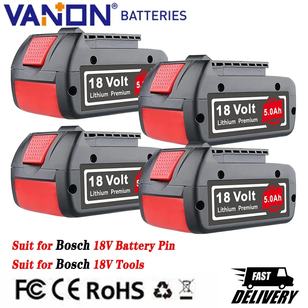 1/2/4 pièces 5.0Ah BAT609 remplacer pour Bosch 18V outils électriques Batteries BAT610 BAT612 BAT618 Compatible avec broche de batterie Li-on 18V