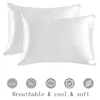1PCS Silky Satin Pillowcase,Size 60x60cm,White silver Solid color,Gloss surface Sofa Bed Cushion Cover 1