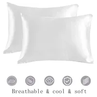 1PCS Silky Satin Pillowcase,Size 60x60cm,White silver Solid color,Gloss surface Sofa Bed Cushion Cover 1