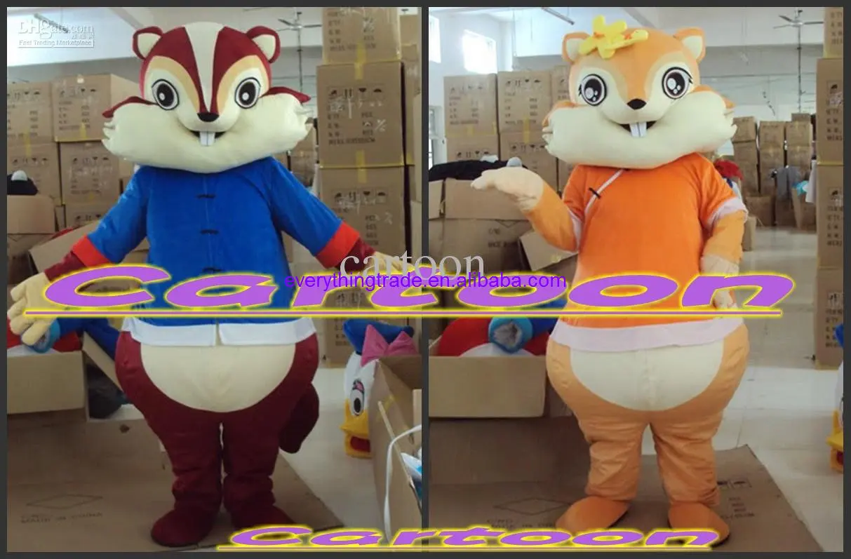 

New Adult Hot Sale Foam Cute Both Chipmunk Couple Cartoon Mascot Costume Plush Christmas Fancy Dress Halloween Mascot Costume