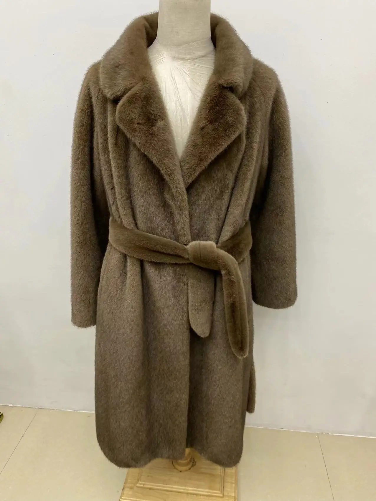 Winter Women High Quality Faux Mink Fur Coat Luxury Long Fur Coat Loose Lapel OverCoat Thick Warm Plus Size Female Plush Coats