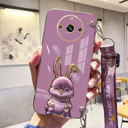 Crossbody Lanyard Strap Case with Bracket Silicone Cover for Realme 10 pro 5g (TZXGS Cherry Purple)