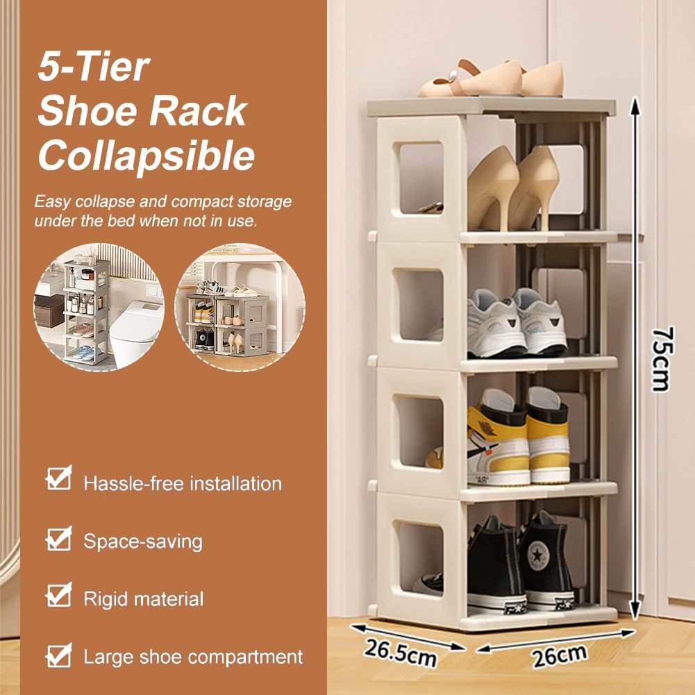 

1PCS Portable Foldable Shoe Rack 5-Layer Stackable Shoe Storage Shelf Multifunctional Storage Holders Home Organization