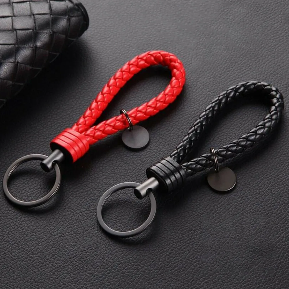 Car Key Chain 1pcs Vintage Retro Leather Rope Weave Braided Strap Keychain Keyring Car Key Chain Ring Key Fob Sling Jewelry Gift