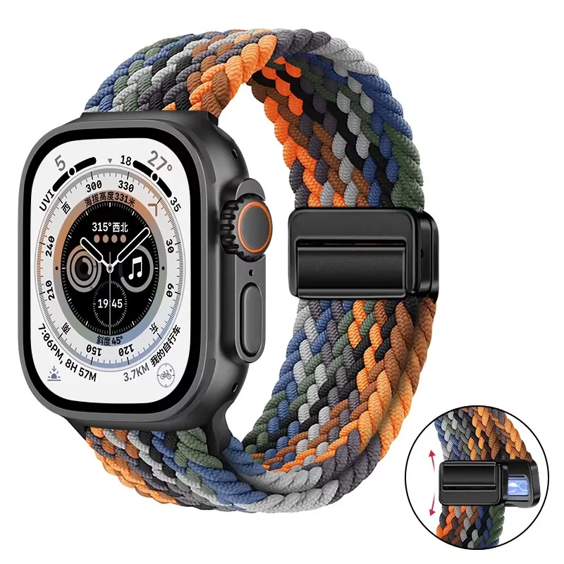 Breathable Nylon Braided Strap for Apple Watch - Adjustable Wristband