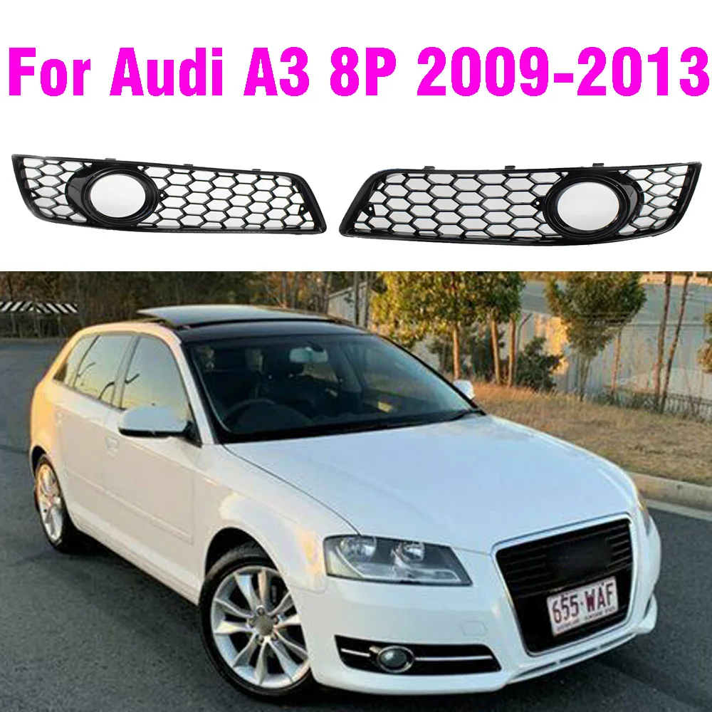 

Глянцевый черный Автомобильный передний противотуманный фонарь, гриль, обшивка, сотовый гриль для Audi A3 8P 2009-2013
