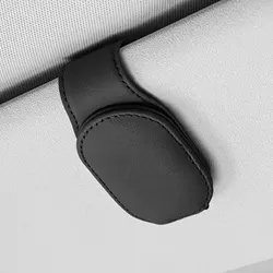 Premium Leather Magnetic Sunglasses Holder and Storage Clip (Black)