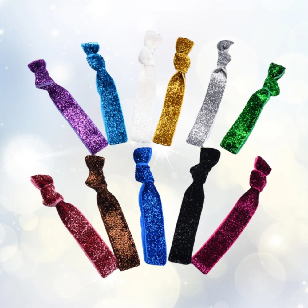 

18 Pcs Elastic Hair Band Ties Softball Sparkly Stretchy Glitter Women Girls Headbands for