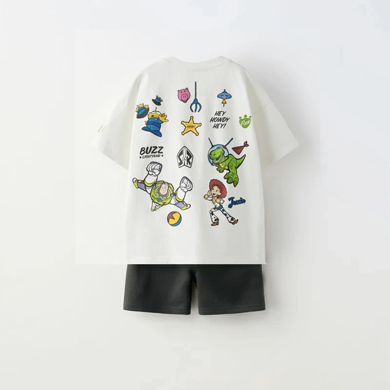 Summer 2025 Kids Baby Boy Outfits Summer Fashion Toy Story Disney Print Tops Tee + Shorts Toddler Boy Clothes Suit Kid Clothes 2