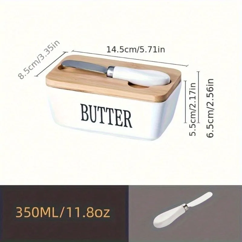 Rectangular Ceramic Butter and Cheese Storage Box with Airtight Sealed Lid Includes Butter Slicer Ideal for Kitchen Home Use