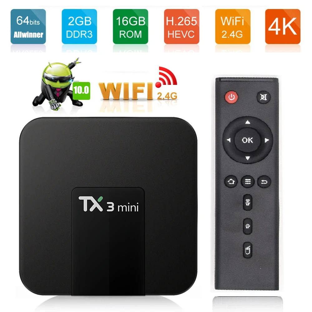 

Android 10 Smart TV Box TX3 Mini Amlogic S905W Quad Core 2GB 16GB Support Youtube H.265 4K 2.4G WiFi Media Player 1GB 8GB KD Box