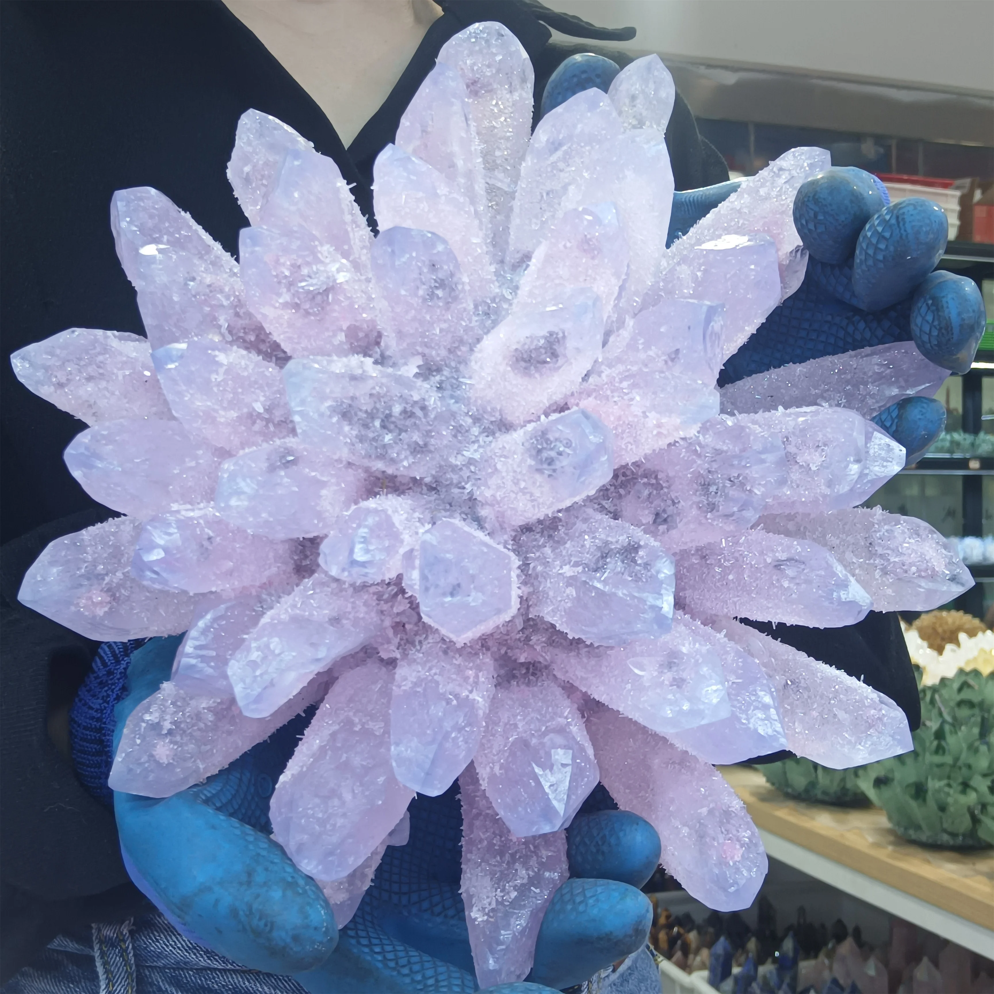 

Huge natural newly discovered pink crystal quartz cluster mineral Reiki treatment stone home office degaussing decoration