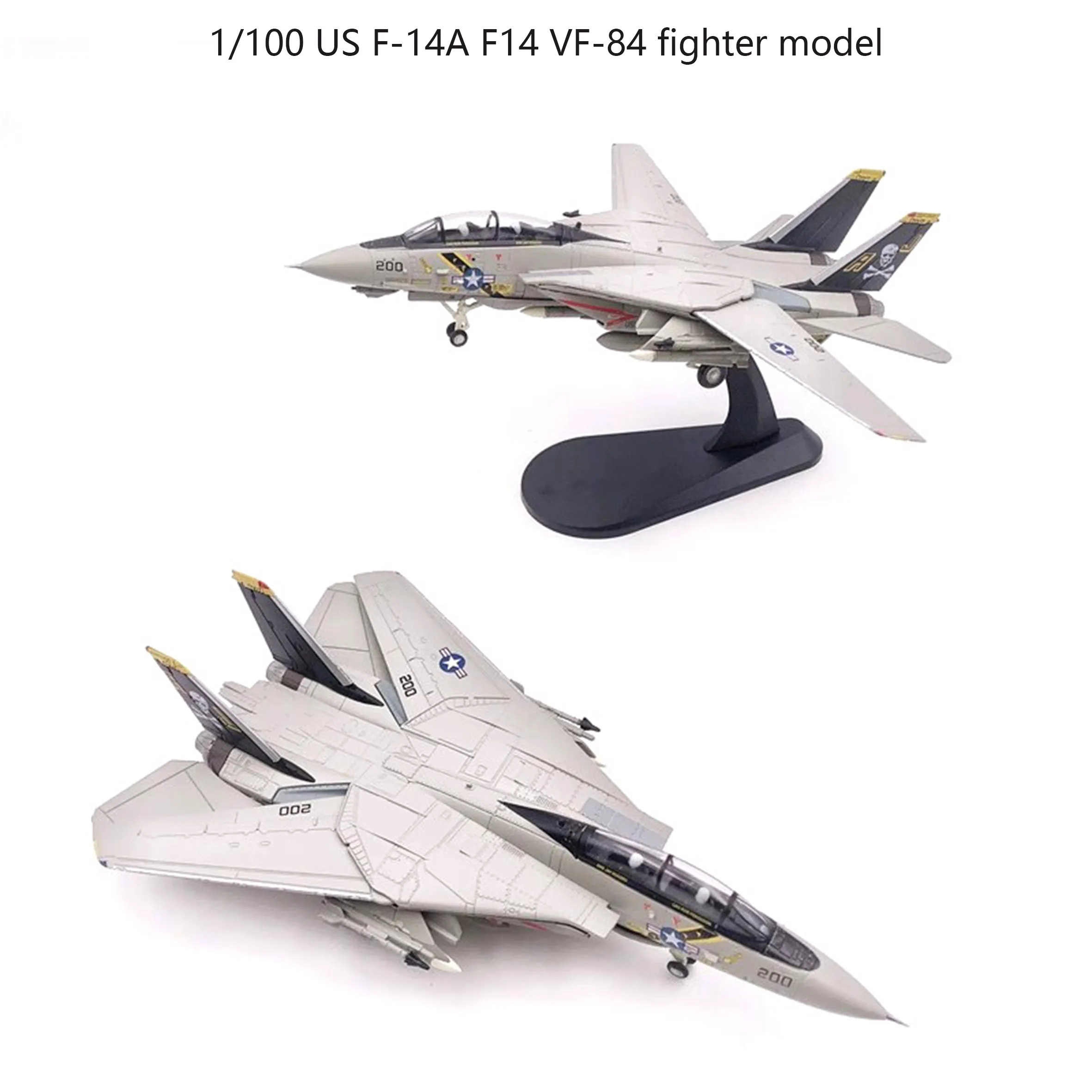 

1/100 US F-14A F14 VF-84 fighter model Pirate Flag Squadron Variable sweep wing Semi alloy finished product collection model