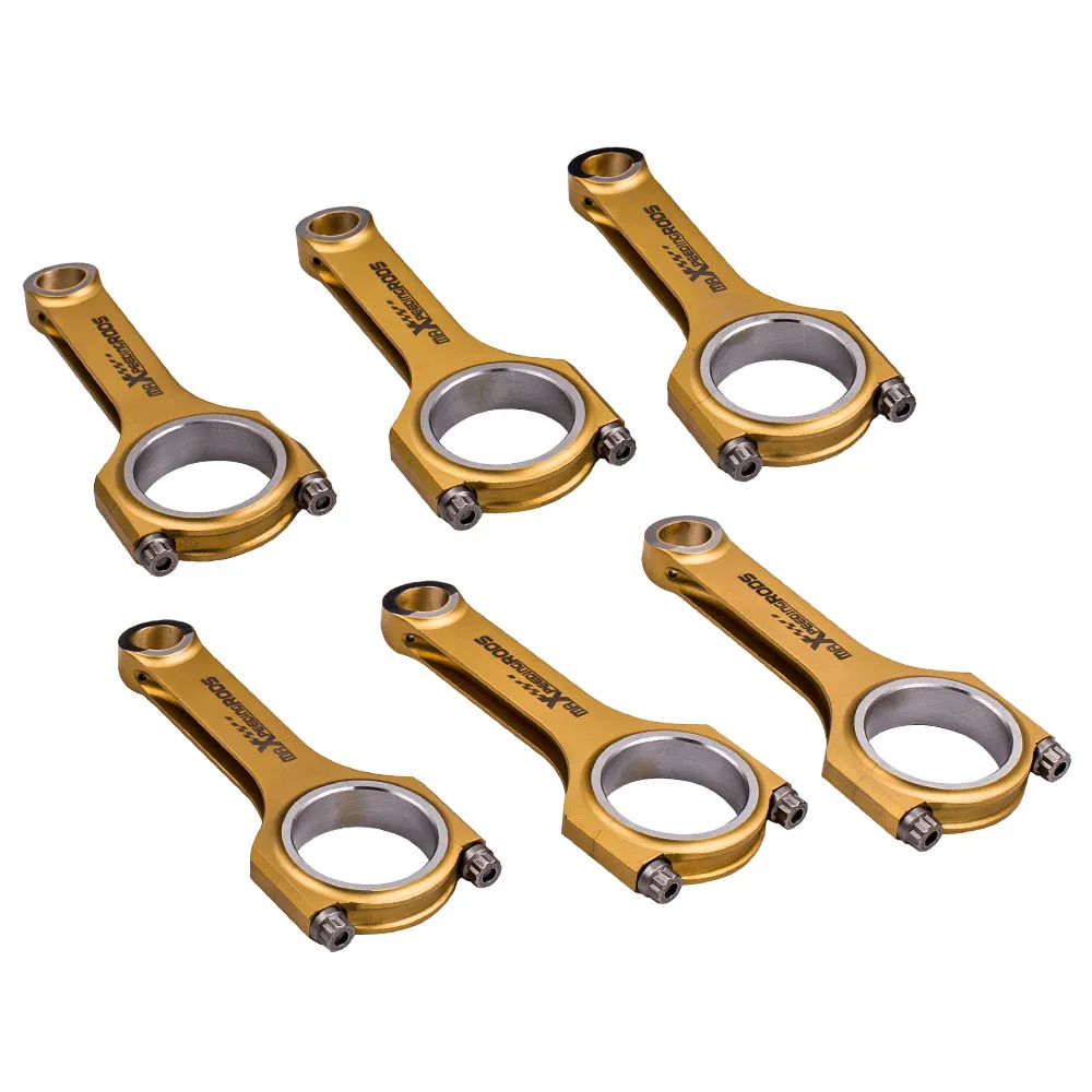 6 Pz H-Beam Titanized Bielle Arp2000 Per Bmw N54B30 3.0 E90 E91 E92 Albero Motore Shot Peen En24 Tuv Bellie