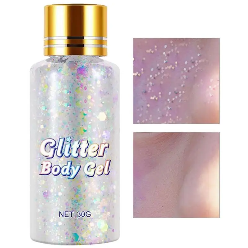 

Body Glitter Gel Make Up Sequins Shimmer Eyeshadow Chunky Makeup For Face Hair Nails Cosmetic Festival Glitter Makeup 30ml