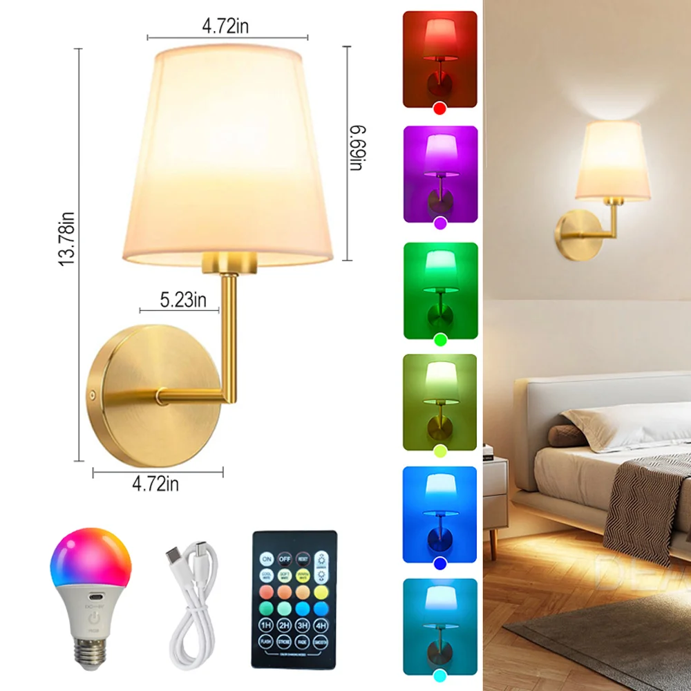 مصباح حائط LED شمالي قابل لإعادة الشحن بتقنية RGB،...