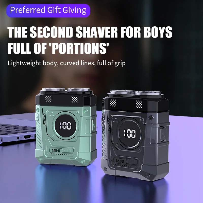 남성용 마그네틱 더블 블레이드 전기 면도기 메카 펑크 스타일 충전식 면도기 강력한 수염 트리머 면도칼