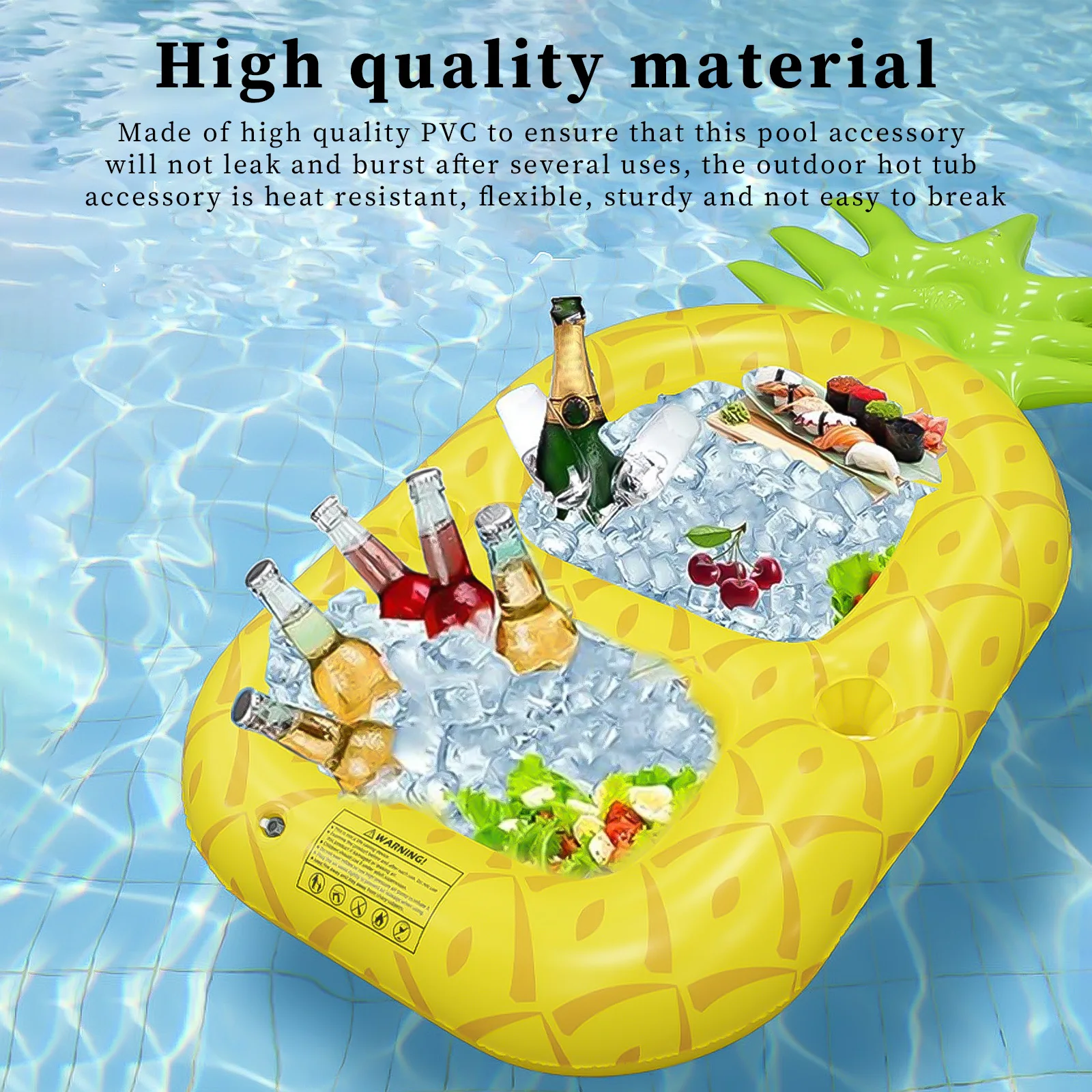 Inflatable Pool Party Food Tray Multi-hole PVC Beverage Bottle Holder Tray Reusable Foldable Leakproof Swimming Pool Accessories