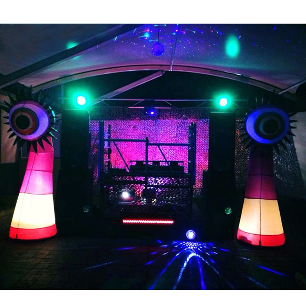 

Customized entrance 3mH giant inflatable eye pillar with led lights column for party decoration