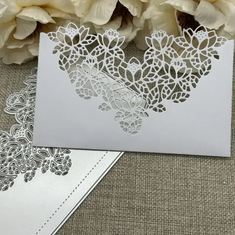 Blumenrand-Grußkarte, Metall-Stanzschablonen, Stanzformen für DIY-Scrapbooking, Album, Papierkarten, Prägung