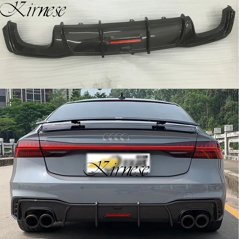 

For Audi A7 S7 RS7 2019 2020 2021 2022 Carbon Fiber Rear Bumper Diffuser Lip Spoiler High Quality Car Accessories（only Sport）