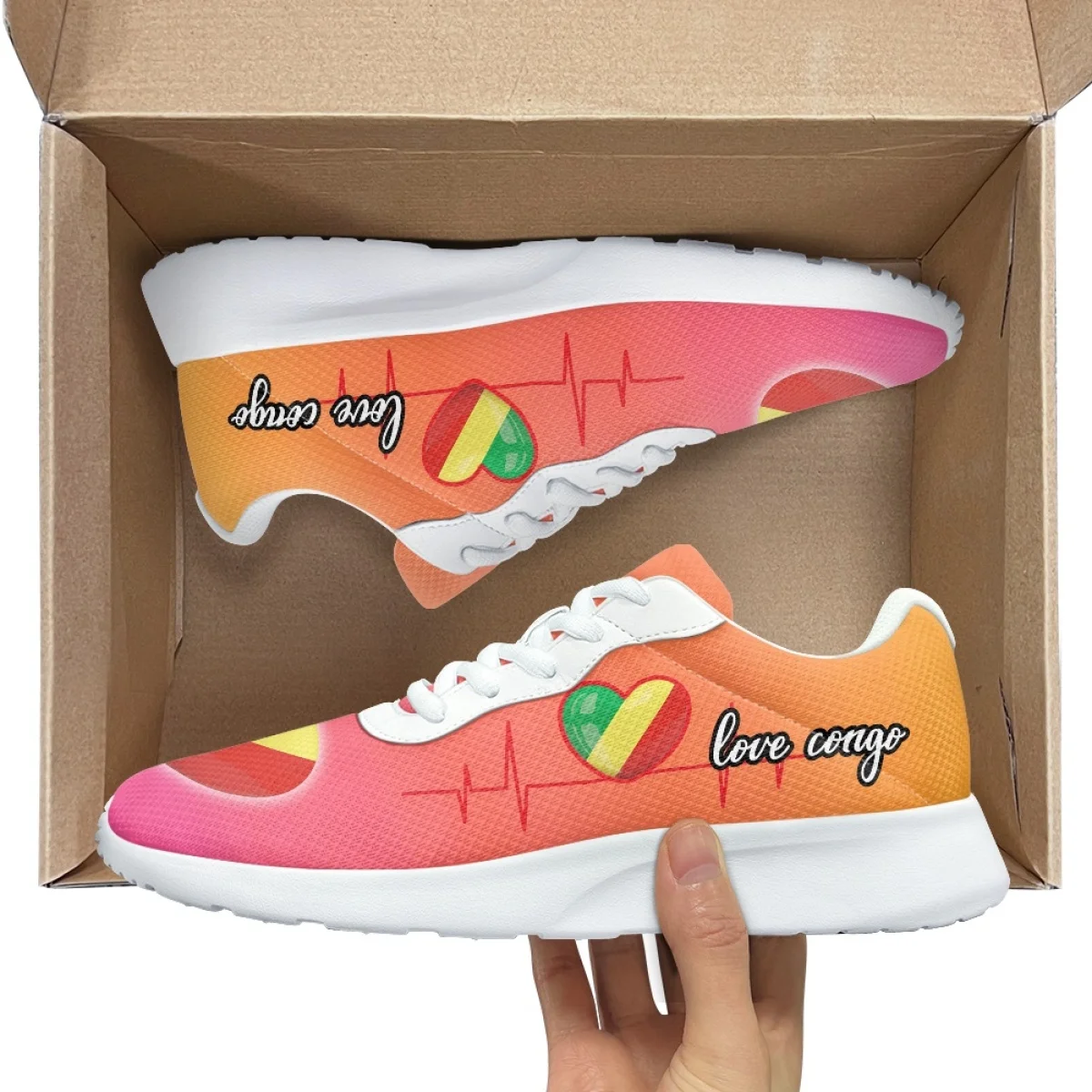 Congo Flag Pattern Cozy Flat Shoes Women Autumn Outdoor Sneakers Teen Casual Shoes Wear-Resistant Gym Tennis Shoe Zapatos Mujer