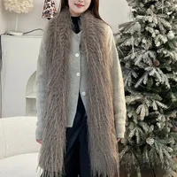 New Faux Fur Women Scarf Winter Warm Fluffy Shawl Wrap Long Solid Color Neck Cover