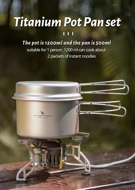 Pentola In Titanio Da Campeggio 1000ml Con Coperchio - Leggera, Manico Pieghevole, Per Escursionismo - Foto 9