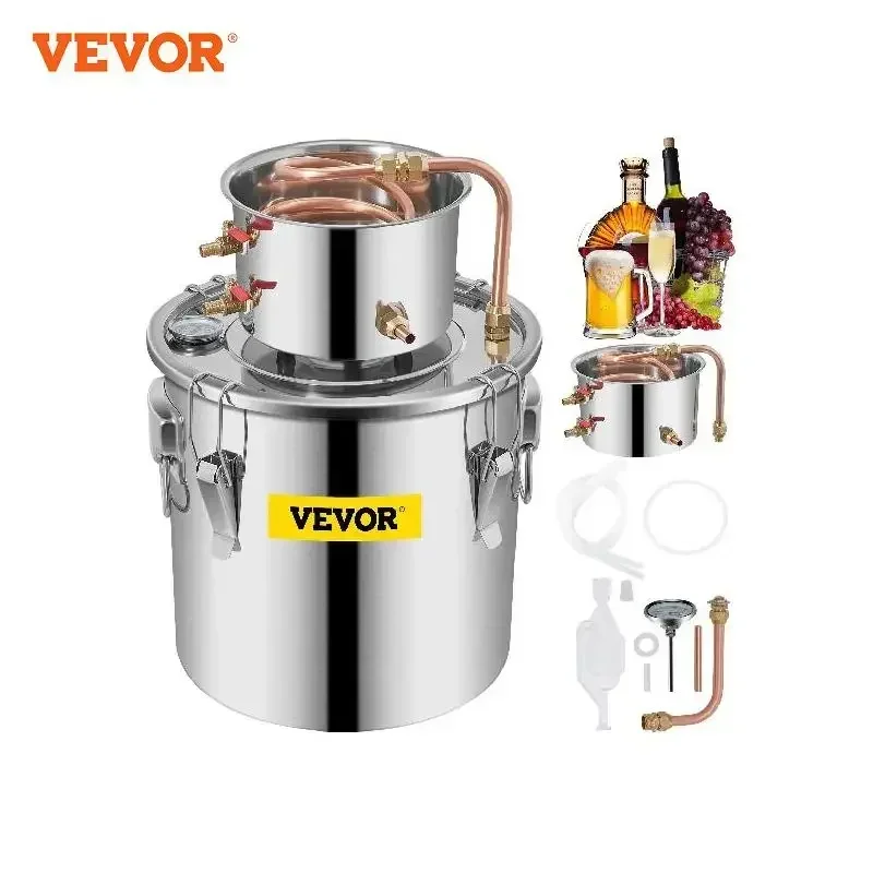 3/5/8 GAL Water Alcohol Distiller Copper Wine Making Boiler Multi Home DIY Brewing Distilling Kit for Fruit Wine Brandy