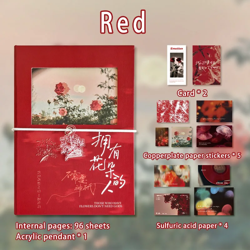 Artistic Translucent Cover Hardcover Notebook with Stickers - 96 Pages, A6, Thickened Quality