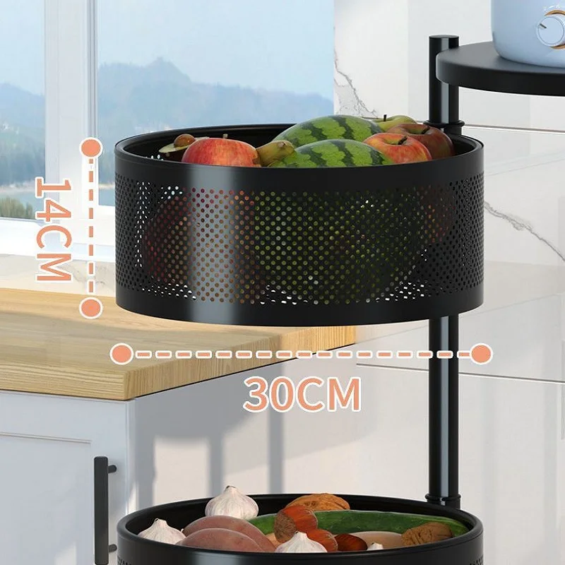 5 Layers Kitchen Rotating Shelf 360 Degree Baskets Fruit Vegetable Storage  Rack Floor Round Shelf With Wheels - Racks & Holders - AliExpress