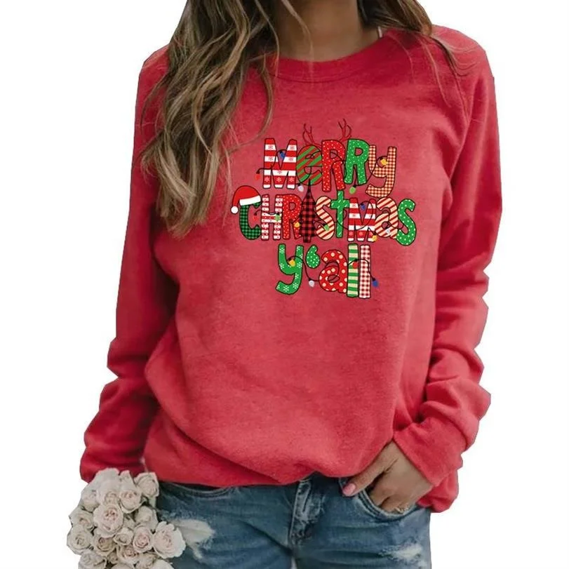 

Cartoon Christmas Party Sweatshirts For Women 2022 Winter Pullover Long Sleeve Fashion Hoodie Casual Loose X-Mas Santa Claus Top