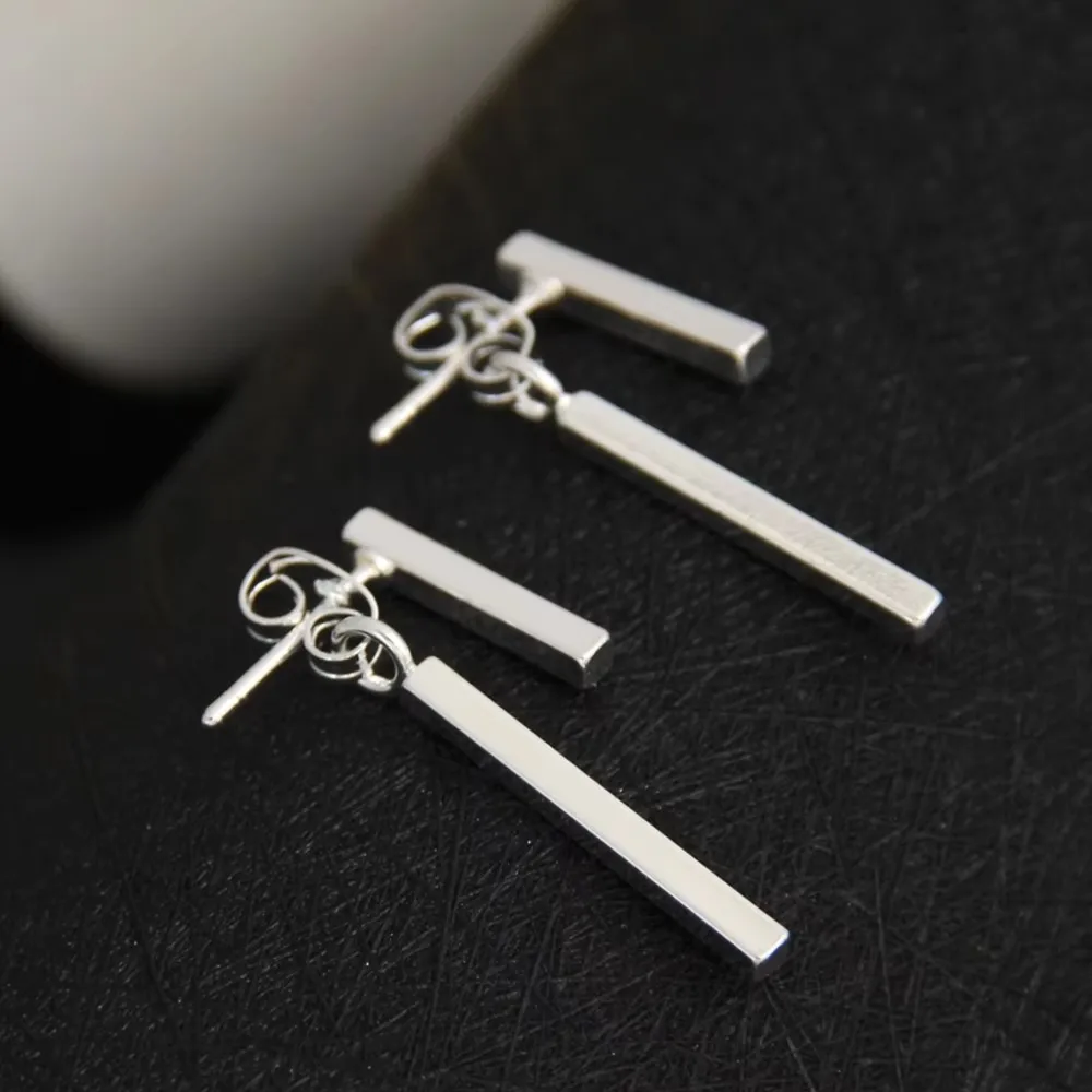 Geometric Simple Fashion T Bar Stud Earrings for Women Vintage Stainless Steel Long Drop Earring Jewelry Gifts