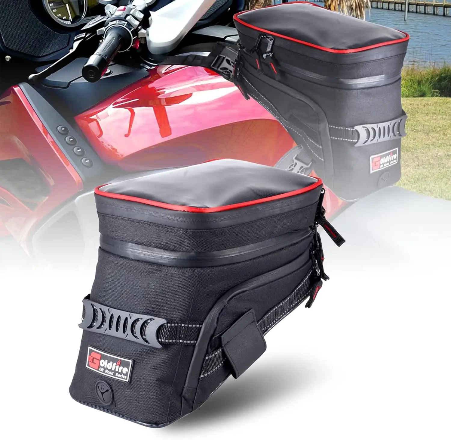 NewUniversalMotorcycleTankBagGasOilFuelTankSaddlebagQuick