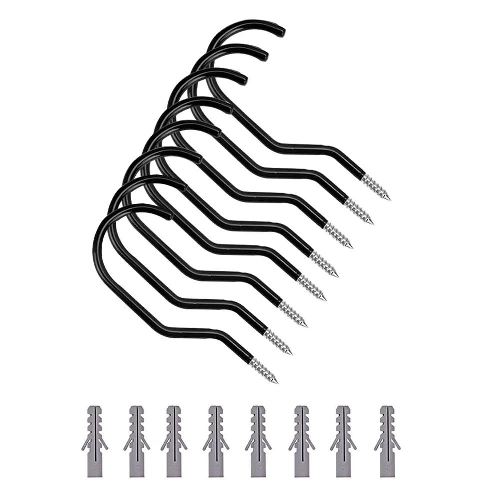 헤비 듀티 자전거 행어 걸이 후크, 차고 벽 및 천장용, 볼트 포함, 블랙 캐리어