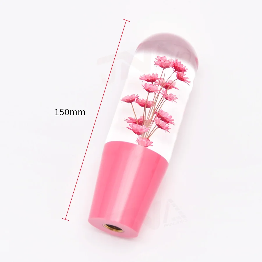 ピンクの花のギアシフトノブ、JDMスタイルのアクリル、本物の
