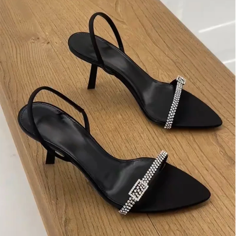 

Женские босоножки на высоком каблуке, праздничная обувь со стразами, Новинка лета 2024