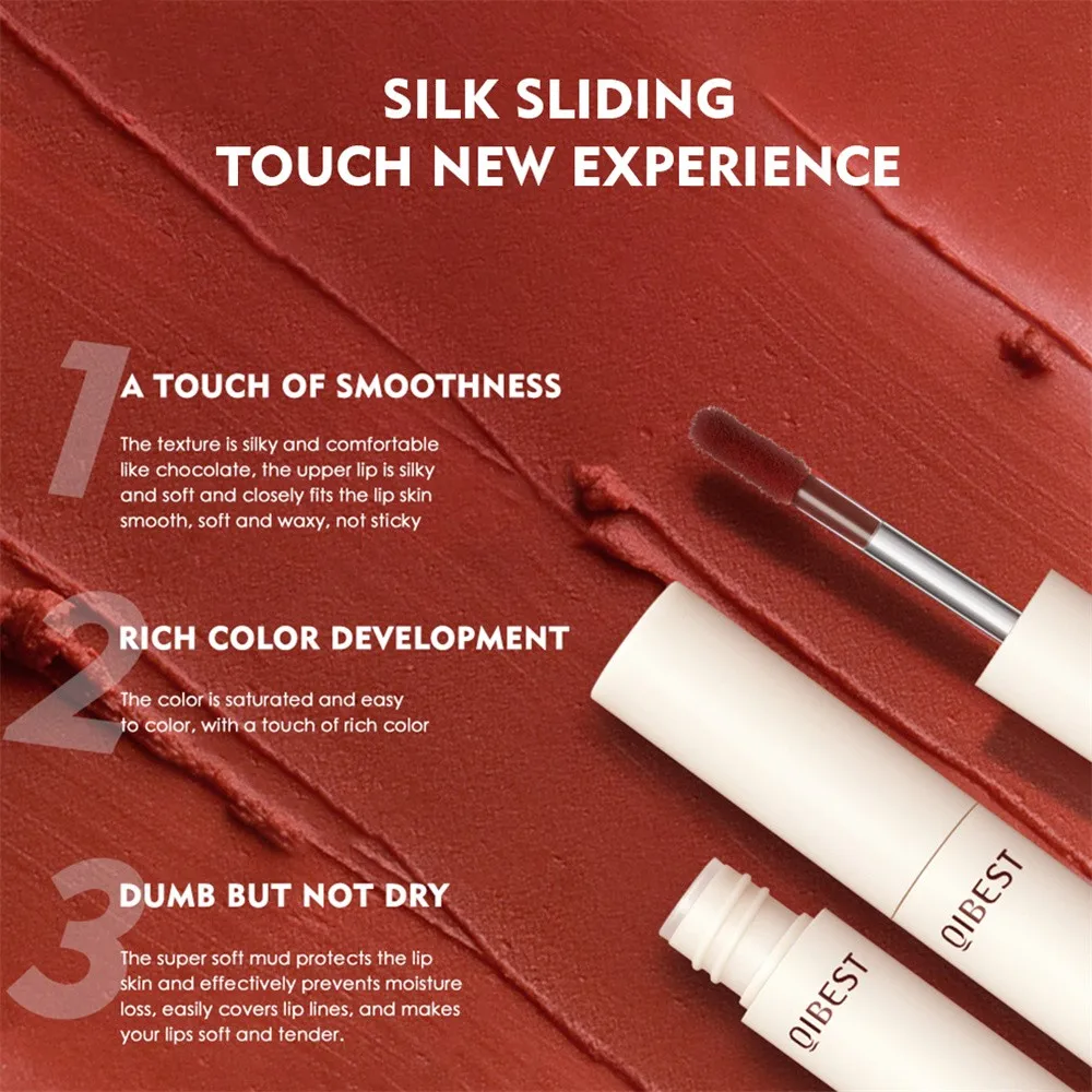 Trendy Lip Gloss Nude Matte Chocolate Lipstick Waterproof Long Lasting Women Red Lip Tint Velvet Lip Glaze Cosmetics lip makeup lip glaze lip tint lip gloss