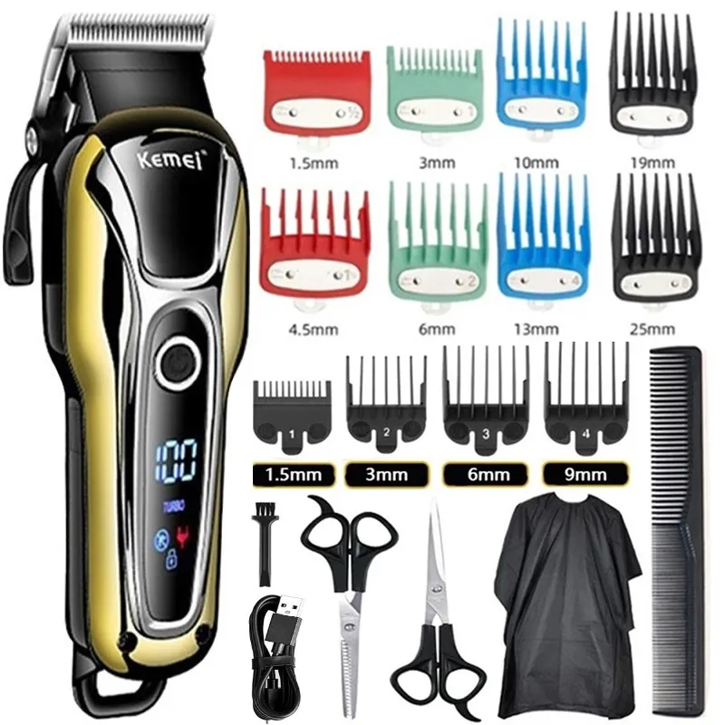 

Kemei KM-1990 Hair Clipper Professional Hair Clipper Men Hair Clipper Electric Trimmer LCD Display Hair Clipper